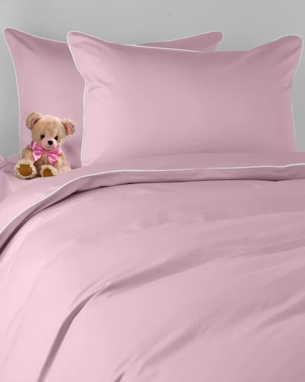 Pościel dziecięca SAN ANTONIO - flamingo pink z białą lamówką