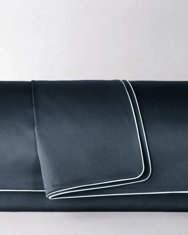 Poszwa satynowa SAN ANTONIO antracytowa z białą lamówką