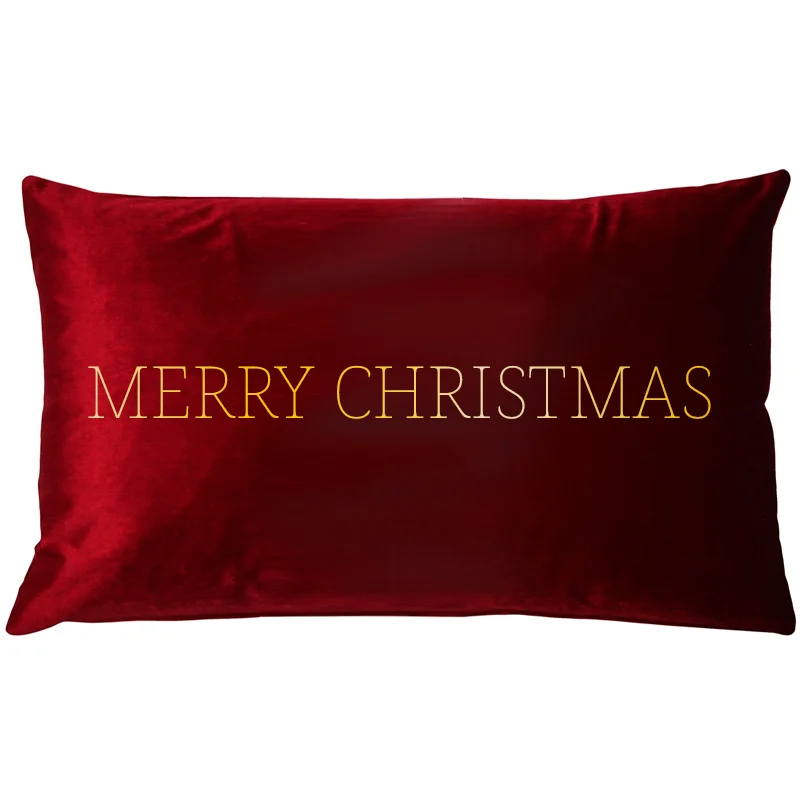 Poduszka prostokąt VELVET z haftem Merry Christmas
