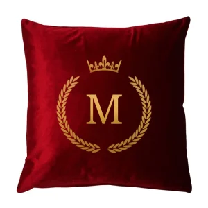 Poduszka VELVET QUEENY z monogramem - Bordowy