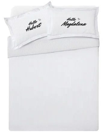 Komplet pościeli adamaszkowej z haftem HELLO