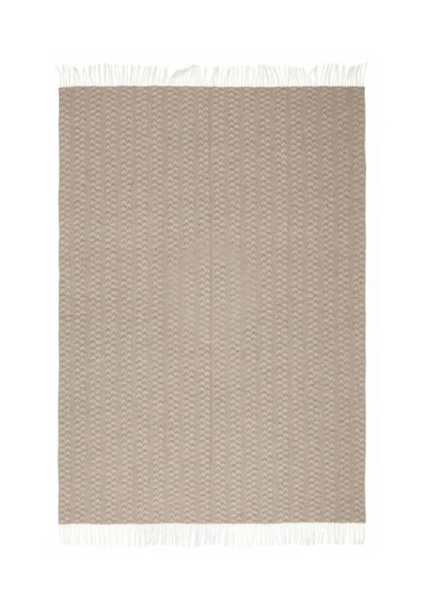 Koc ANDORA wełniano-kaszmirowy z frędzlami - jasny brąz - 140 x 200