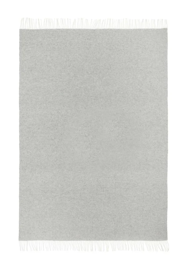 Koc ANDORA wełniano-kaszmirowy z frędzlami - jasny szary - 140 x 200