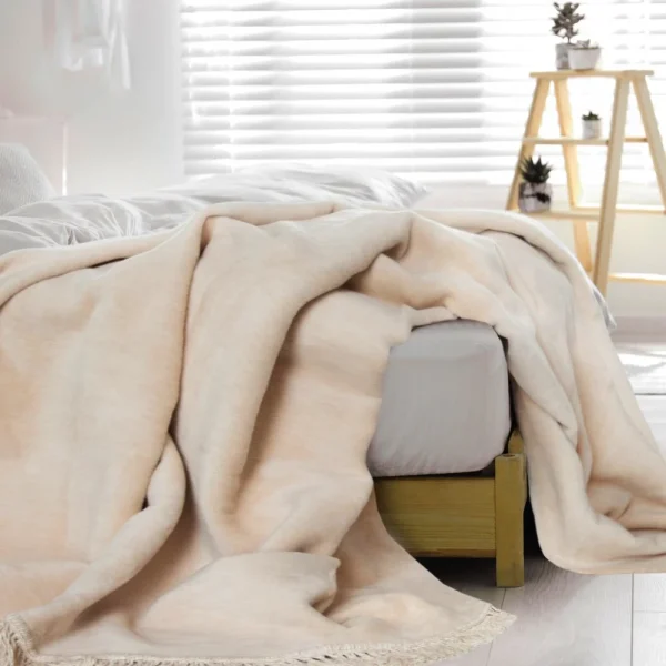 Koc bawełniany - jasny beż - 150 x 200