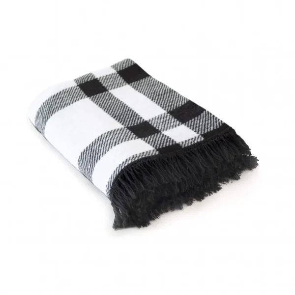 Koc bawełniany krata - czarny - 150 x 200