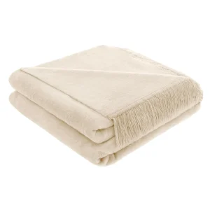 Koc bawełniany - kremowy - 150 x 200