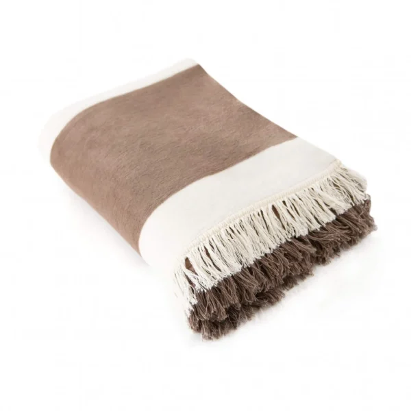 Koc bawełniany pasy - beż - 150 x 200