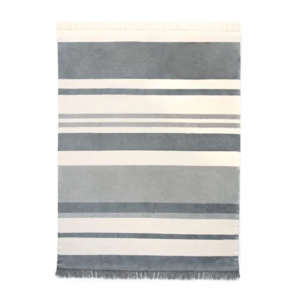 Koc bawełniany pasy - szary - 150 x 200
