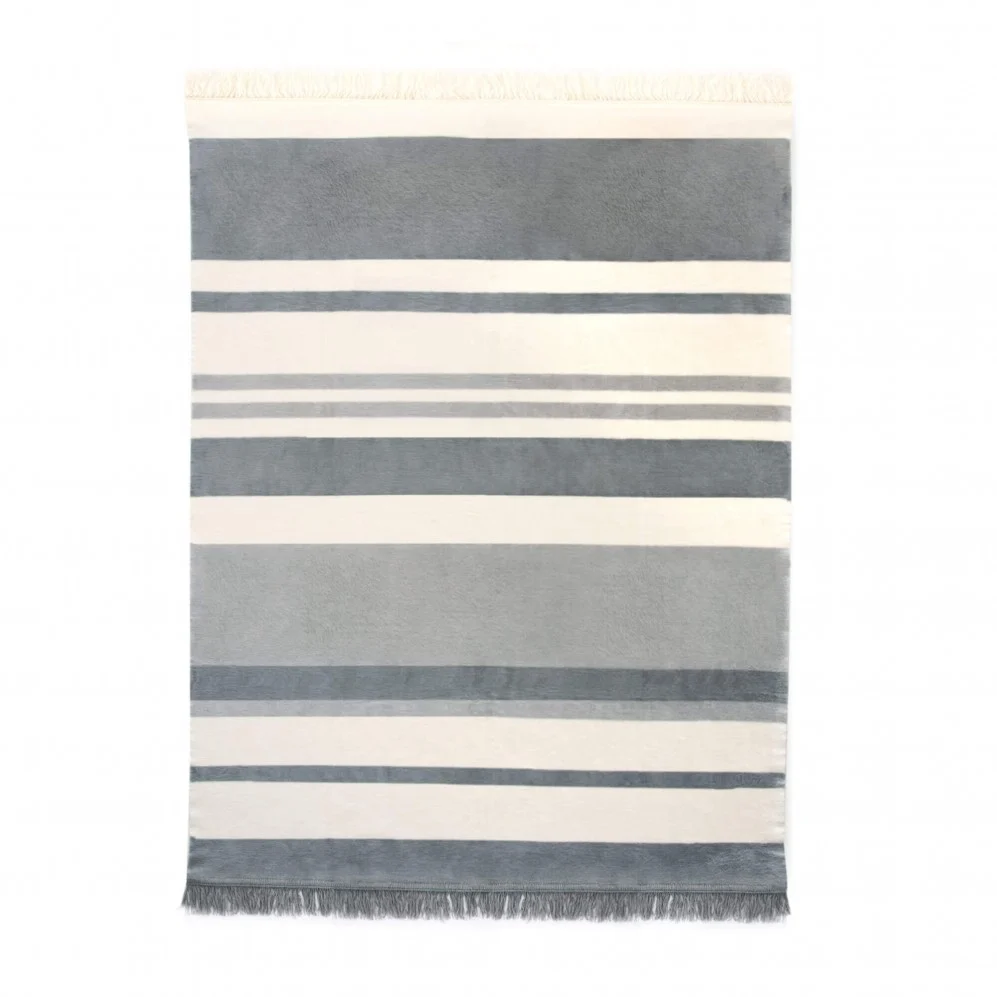 Koc bawełniany pasy – szary – 150 x 200