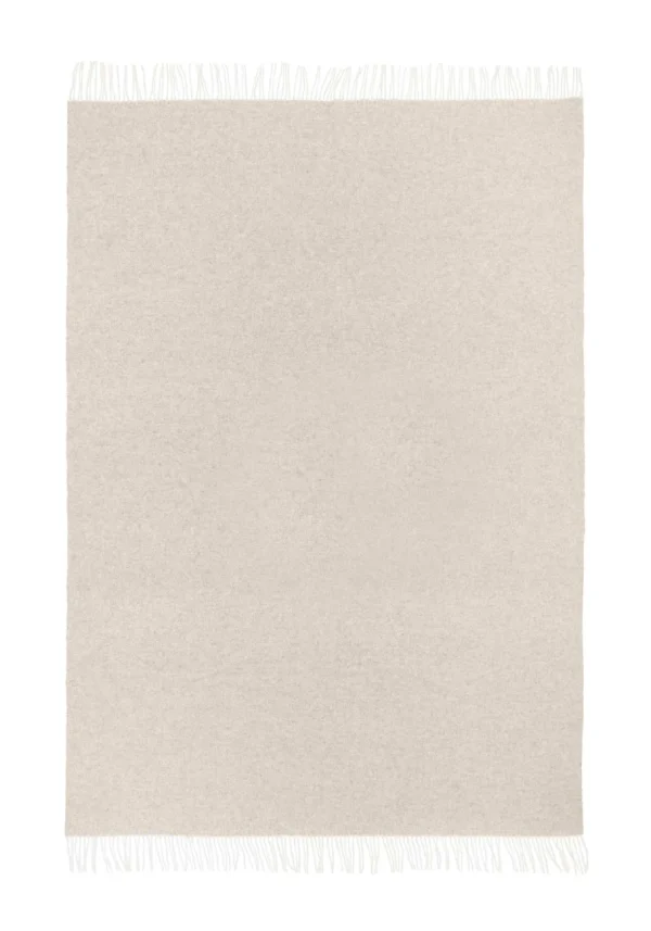 Koc CUBA wełniano-kaszmirowy z frędzlami - jasny beż - 140 x 200