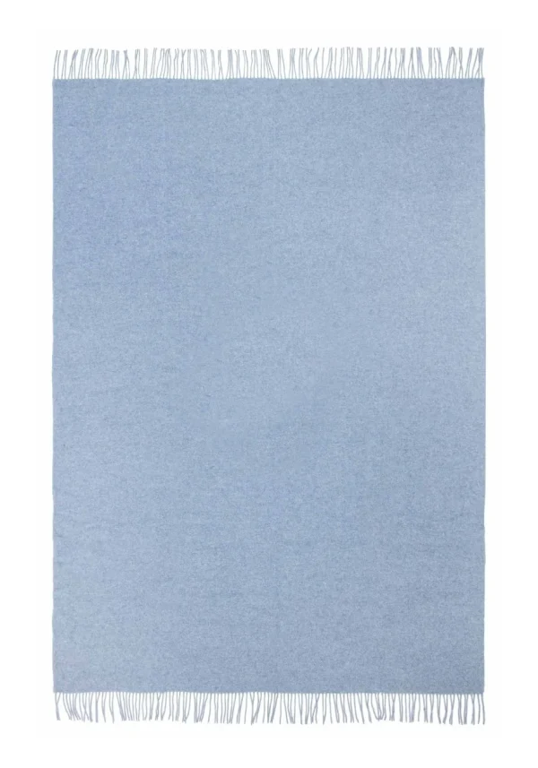 Koc CUBA wełniano-kaszmirowy z frędzlami - niebieski - 140 x 200