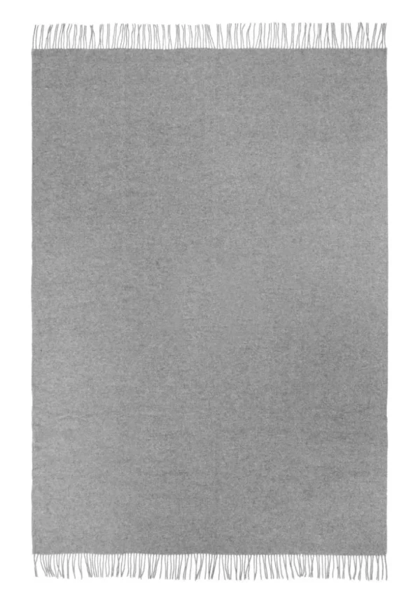 Koc CUBA wełniano-kaszmirowy z frędzlami - ciemny szary - 140 x 200