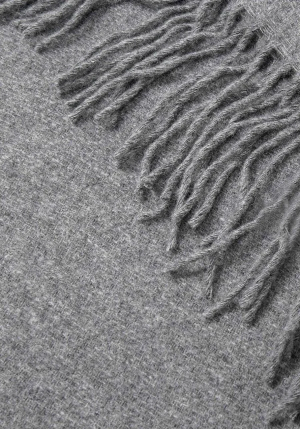 Koc CUBA wełniano-kaszmirowy z frędzlami - ciemny szary - 140 x 200