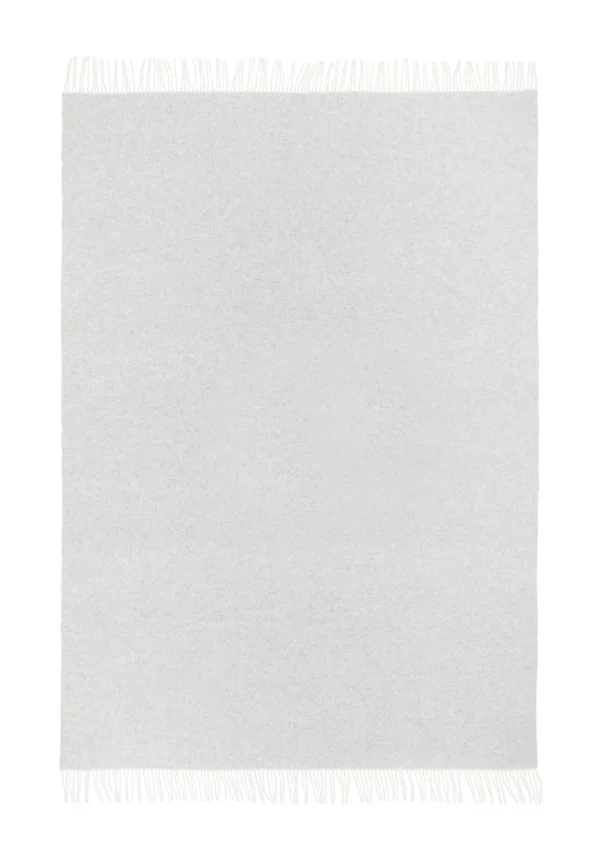 Koc CUBA wełniano-kaszmirowy z frędzlami - jasny szary - 140 x 200