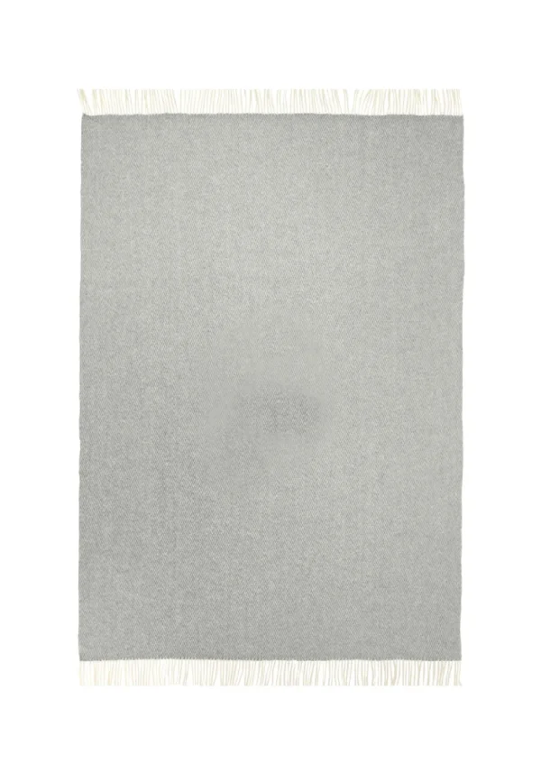 Koc ZELANDIA wełniany z frędzlami - szary - 140 x 200