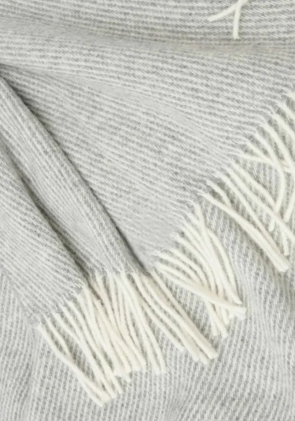 Koc ZELANDIA wełniany z frędzlami - jasny szary - 140 x 200