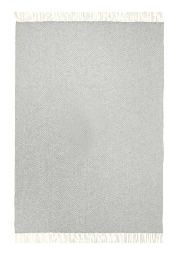 Koc ZELANDIA wełniany z frędzlami - jasny szary - 140 x 200
