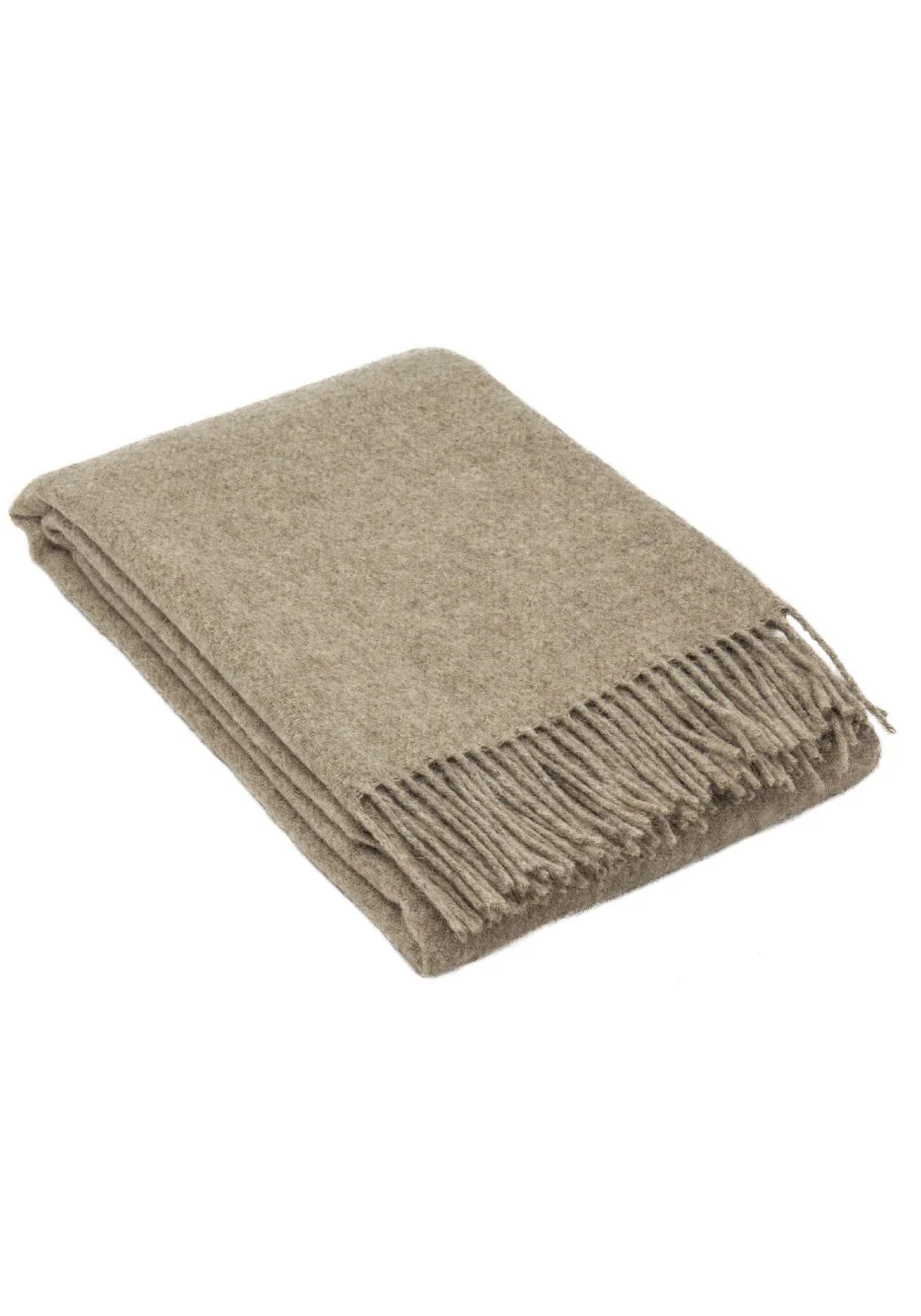 Koc ZELANDIA wełniany z frędzlami – melange natural – 140 x 200