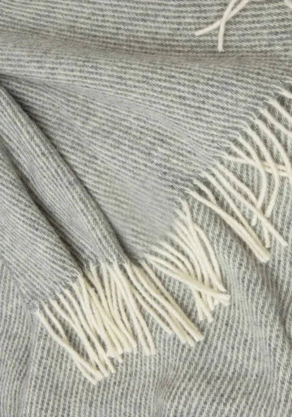 Koc ZELANDIA wełniany z frędzlami - szary - 140 x 200