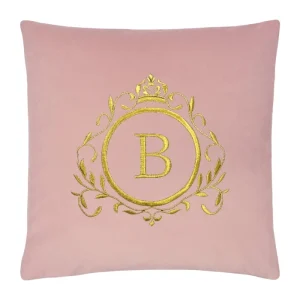 Poduszka VELVET LUXORY z monogramem - Pudrowy róż
