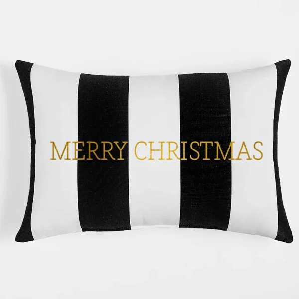 Poduszka prostokąt VELVET STRIPE z haftem Merry Christmas