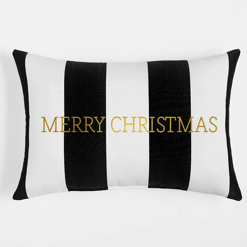 Poduszka prostokąt VELVET STRIPE z haftem Merry Christmas