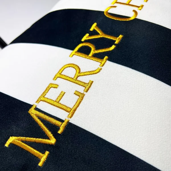 Poduszka prostokąt VELVET STRIPE z haftem Merry Christmas