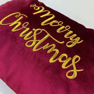 Poduszka VELVET z haftem Merry Christmas