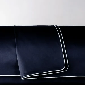 Poszwa satynowa SAN ANTONIO navy blue z białą lamówką