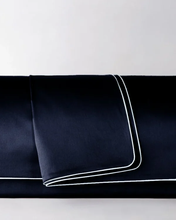 Poszwa satynowa SAN ANTONIO navy blue z białą lamówką