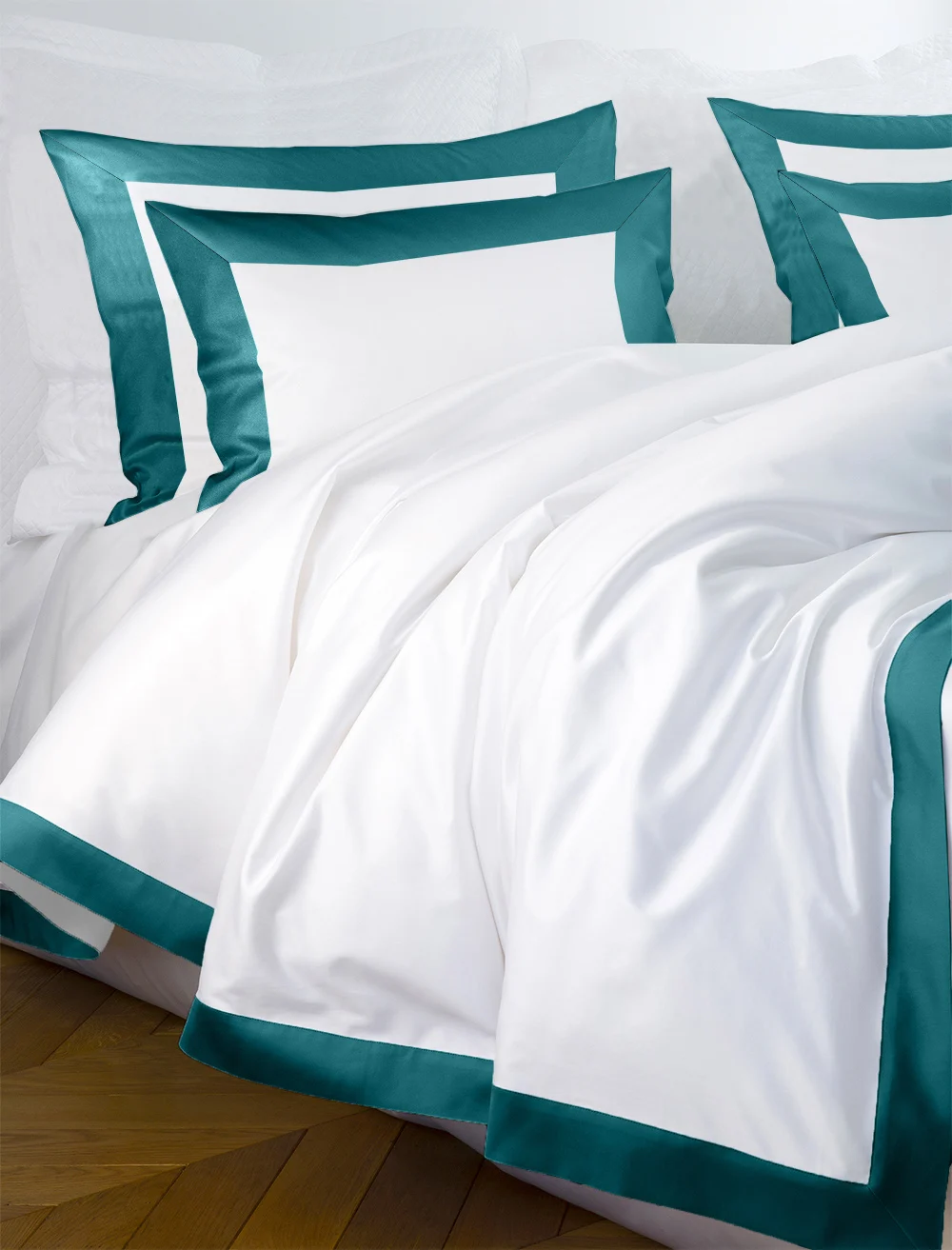 Pościel PARIS – biała z turkusowym