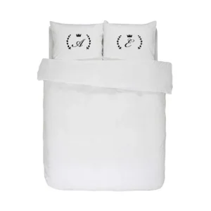 Komplet pościeli bawełna perkal z haftowanymi inicjałami