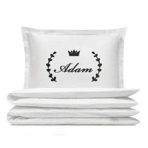 Komplet pościel adamaszkowej z haftowanymi imionami