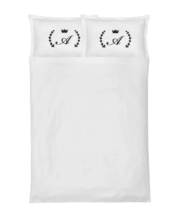 Komplet białej adamaszkowej pościel personalizowanej LAUR