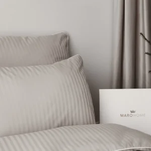 Pościel adamaszkowa SAN ANTONIO – latte beż z białą lamówką