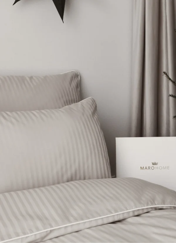 Pościel adamaszkowa SAN ANTONIO – latte beż z białą lamówką