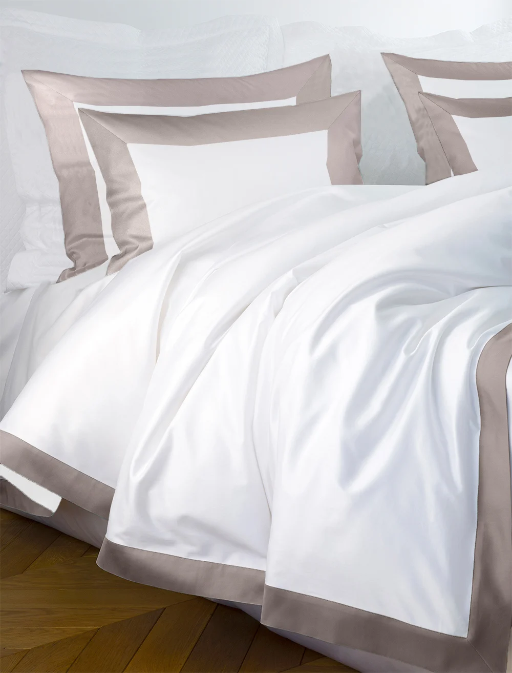 Pościel PARIS – biała z latte beż