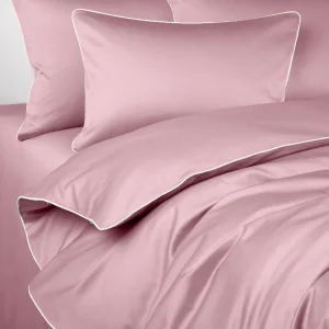 Poszewka satynowa SAN ANTONIO flamingo pink z białą lamówką