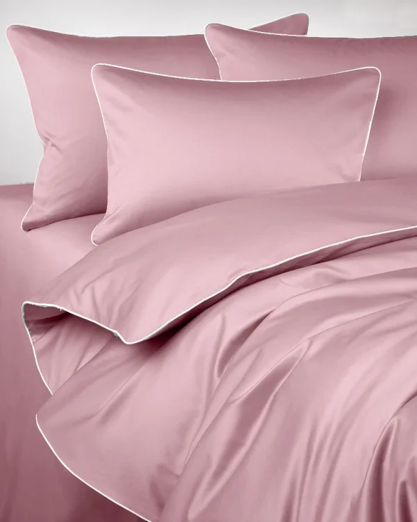 Poszewka satynowa SAN ANTONIO flamingo pink z białą lamówką