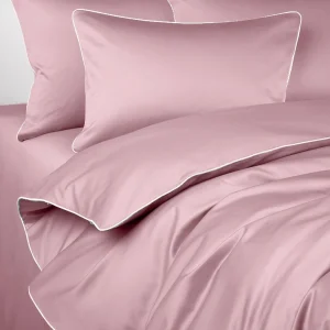 Pościel satynowa SAN ANTONIO - flamingo pink z białą lamówką