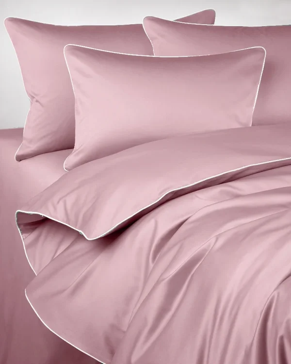 Pościel satynowa SAN ANTONIO - flamingo pink z białą lamówką