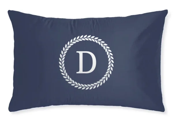 Poszewka SATYNA ZOE z inicjałem - granatowa