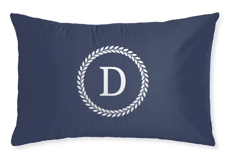 Poszewka SATYNA ZOE z inicjałem – granatowa