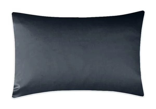 Poszewka satynowa SAN ANTONIO antracytowa z białą lamówką