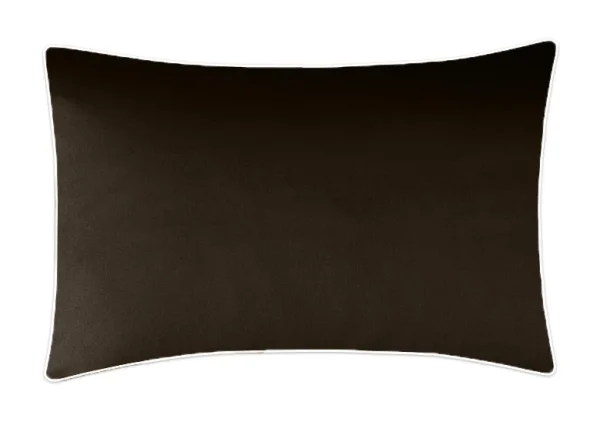 Poszewka satynowa SAN ANTONIO ciemny brąz z białą lamówką