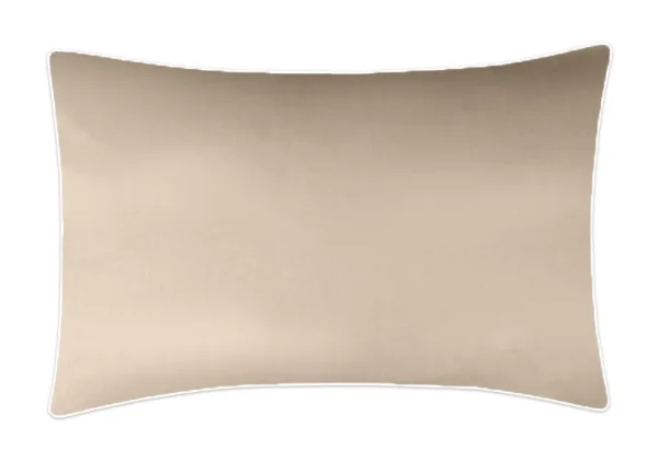 Poszewka satynowa SAN ANTONIO sandy beige z białą lamówką