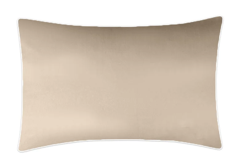 Poszewka satynowa SAN ANTONIO sandy beige z białą lamówką