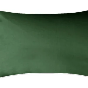 Poszewka satynowa SAN ANTONIO butelkowa zieleń boho z białą lamówką - 50 x 60