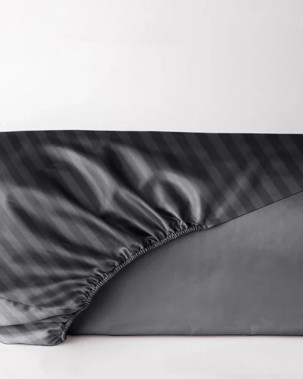 Prześcieradło adamaszkowe grafitowe z gumką