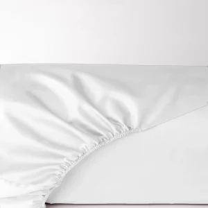 Prześcieradło satynowe białe z gumką